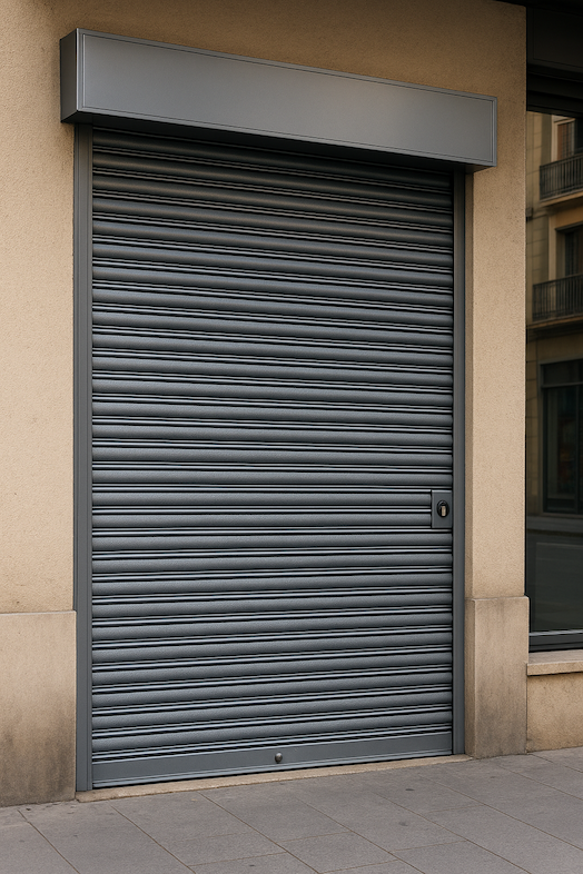 Instalación de persiana metálica en comercio de Sabadell